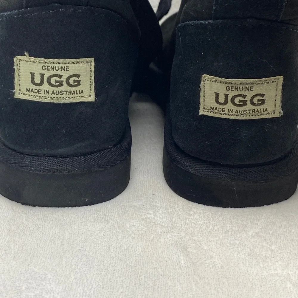 UGG Australia Black‎ Suede Sheepskin Boots Sherpa Lace Up Women Size 7